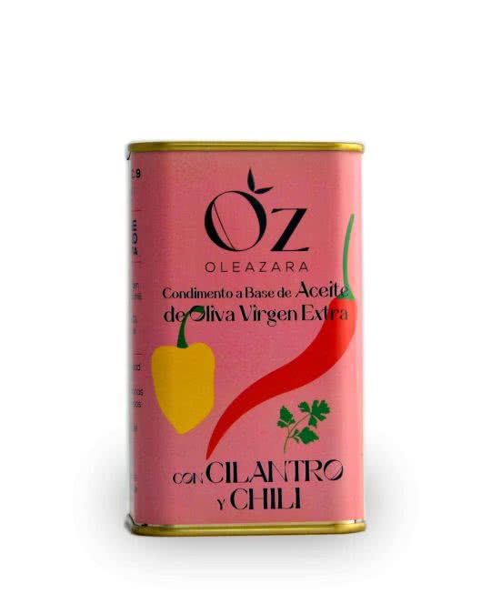 Lata AOVE infusionado chili y cilantro Oleazara frontal 2